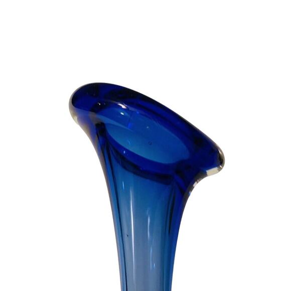 Vintage Cobalt Blue Aseda Glass 8 3/4” Bud Vase Controlled Bubble Base - Picture 14 of 15